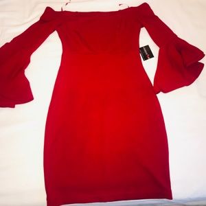 Teeze Me Ruffle-Sleeve Off-The-Shoulder Dress